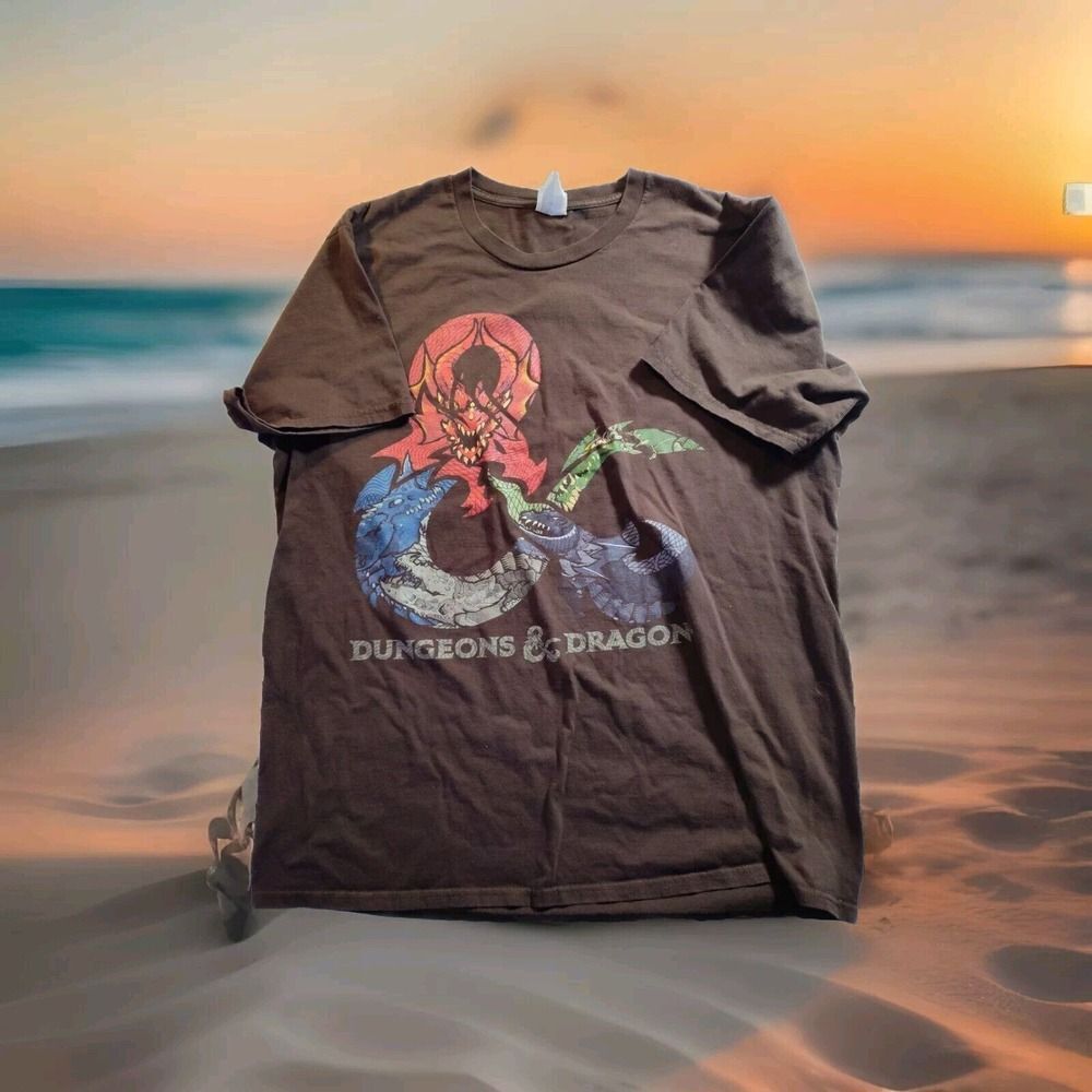 Dungeons & Dragons Large Brown Port Company T Shirt Colorful Graphics 1092